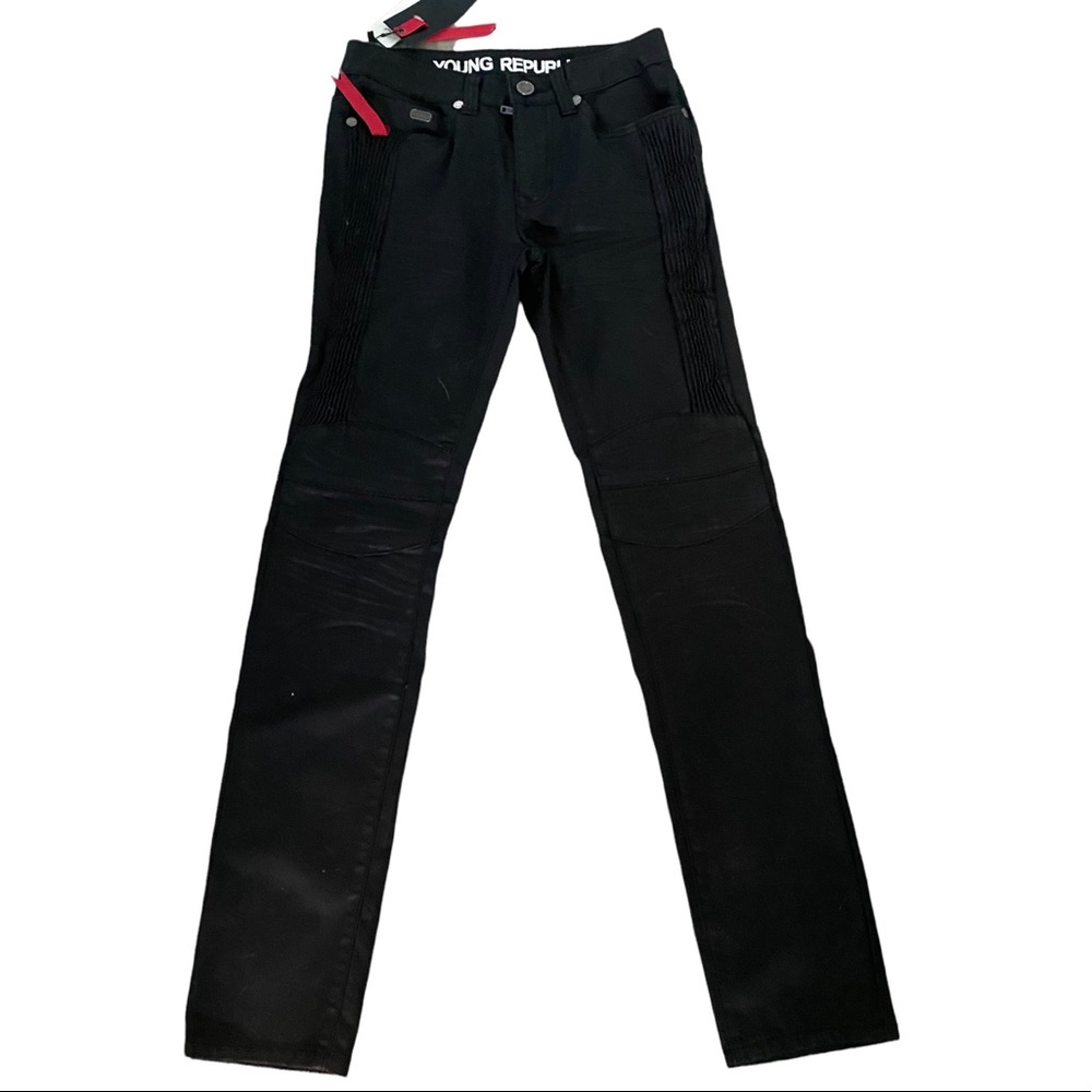 Low rise black jeans rocker style